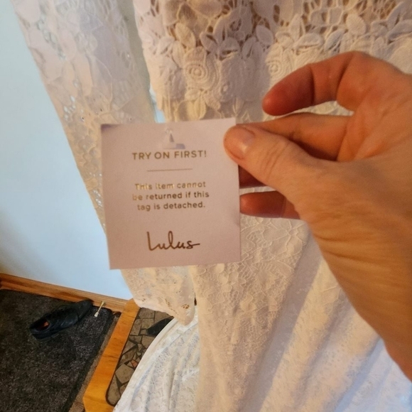 Lulu's White Laced Lined Maxi Sz. L Dress Event Wedding - Picture 8 of 16